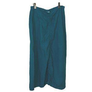 Bryn Walker Linen Maxi Skirt Womens S Cinch Lagenlook Turquoise Boho Long Modest